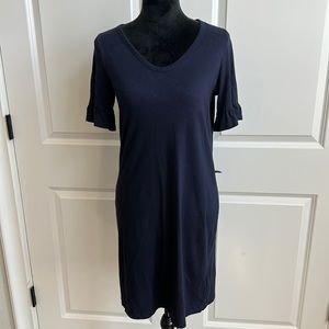 Boden Navy Blue Tee- Shirt Dress With Ruffle Sleeves